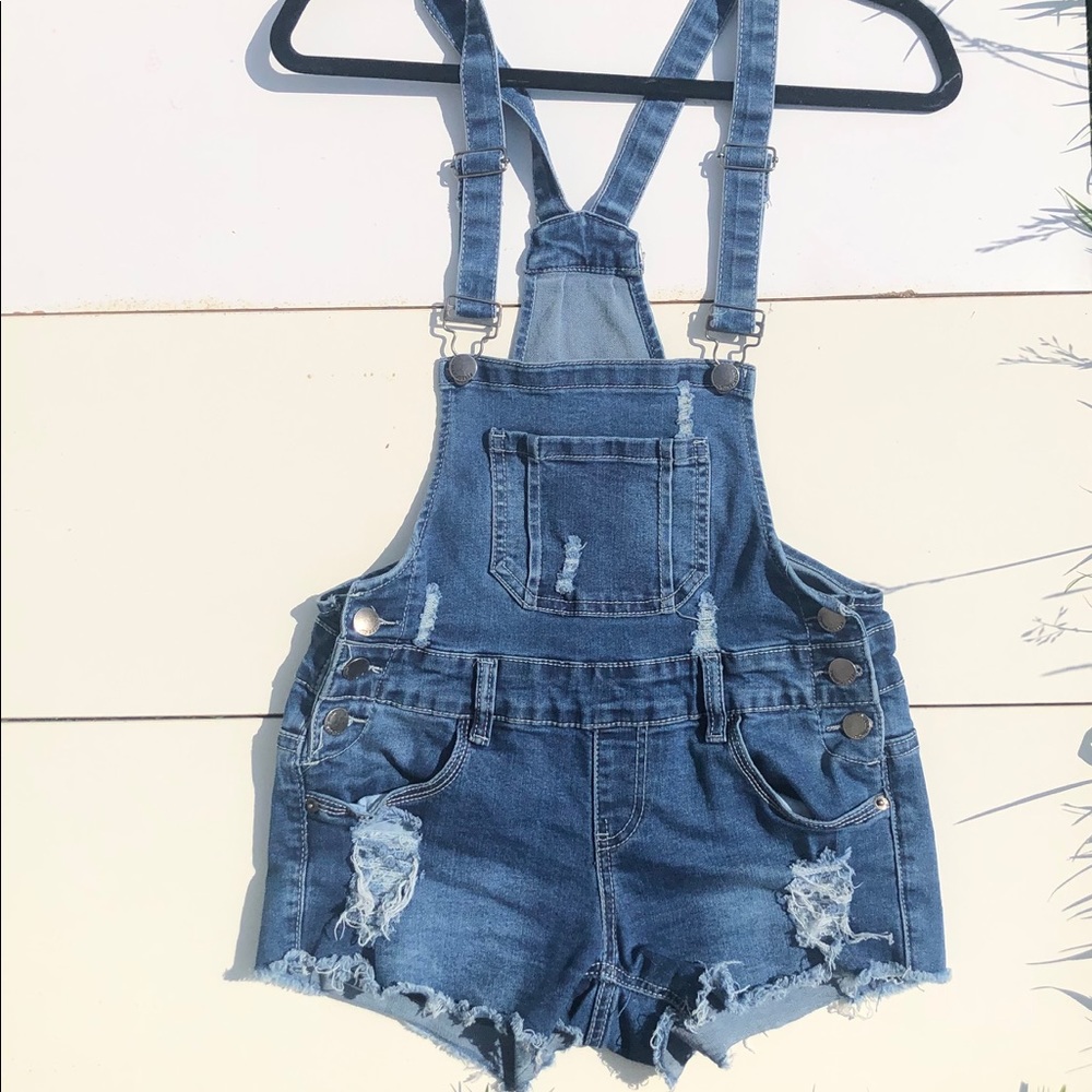 denim overall shorts